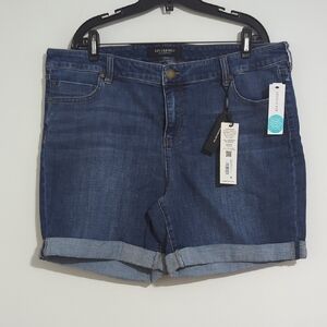 Liverpool Blue Jean Shorts Cuffed Mid-Thigh